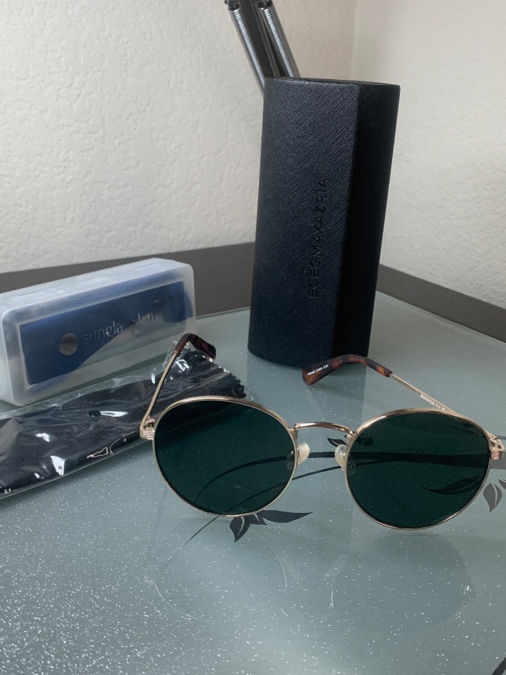 BCBGeneration Y2K Style 54mm Round Sunglasses with Case & Cleaning Kit